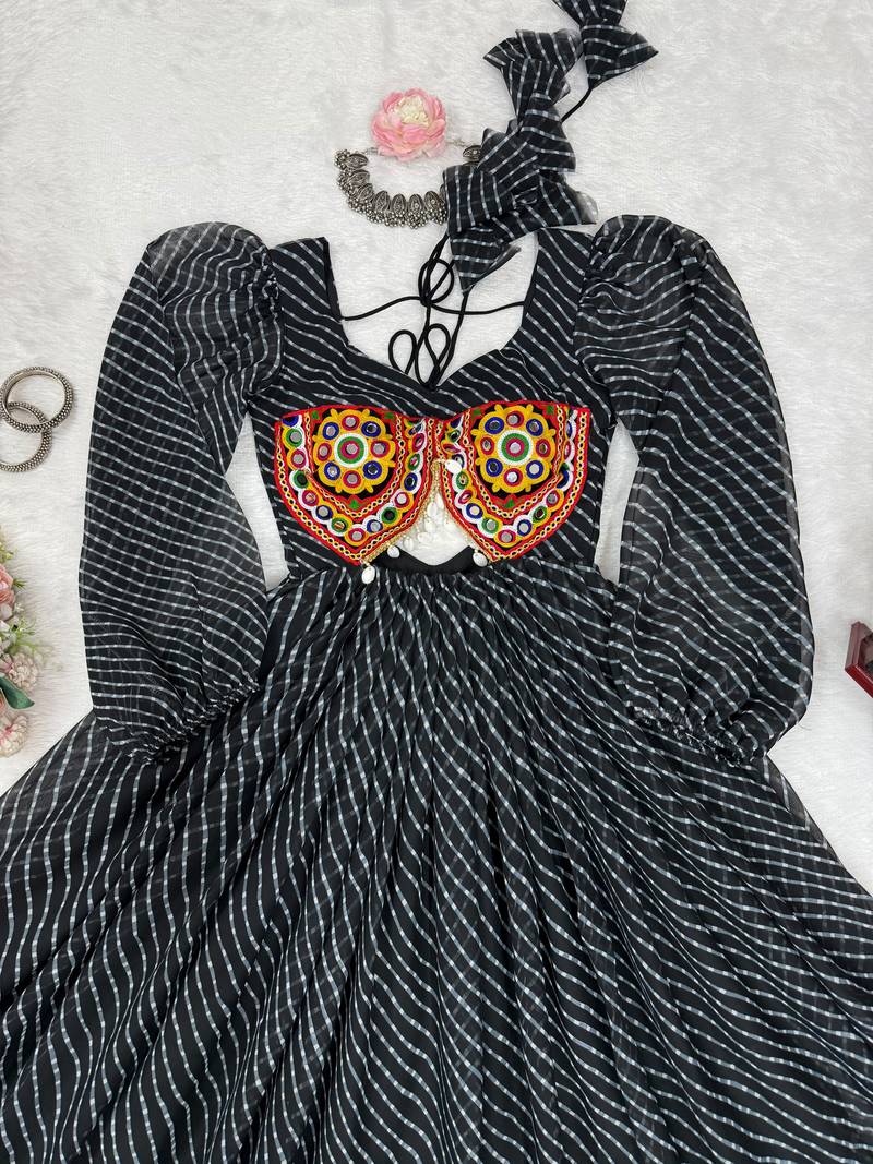 Black georgette digital print maxi