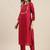 Ethnic Motifs Maroon Yoke Design Thread Work Kurta with Trousers & With Dupatta