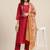 Ethnic Motifs Maroon Yoke Design Thread Work Kurta with Trousers & With Dupatta