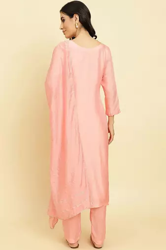 Ethnic Motifs Embroidered Regular Beads and Stones Kurta with Trousers & Dupatta