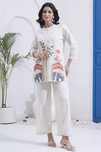 Yufta white mal cotton co ord set