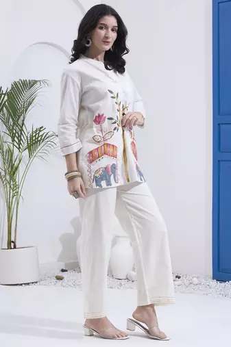 Yufta white mal cotton co ord set