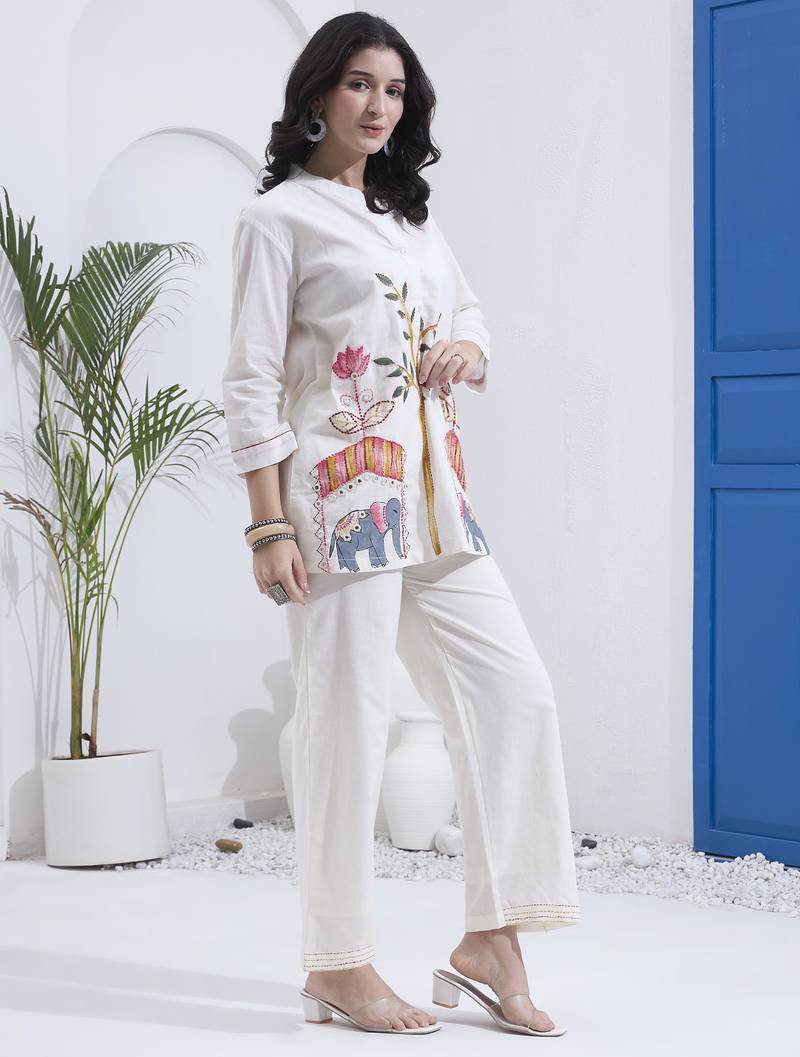 Yufta white mal cotton co ord set
