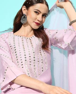 Women Yoke Design Regular Gotta Patti Kurta with Trousers & With Dupatta 2