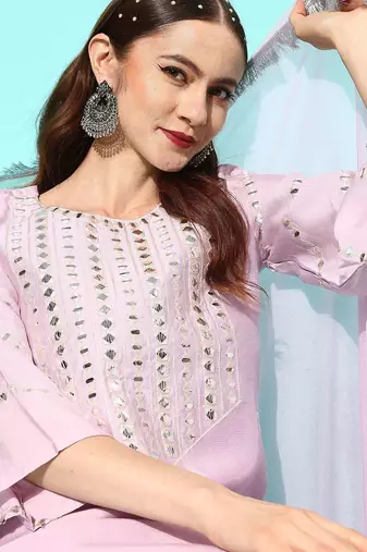 Women Yoke Design Regular Gotta Patti Kurta with Trousers & With Dupatta