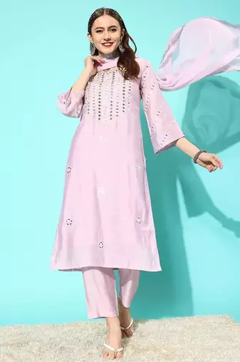 Women Yoke Design Regular Gotta Patti Kurta with Trousers & With Dupatta