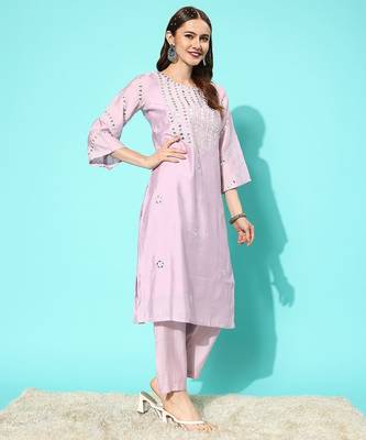 Women Yoke Design Regular Gotta Patti Kurta with Trousers & With Dupatta 4