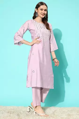 Women Yoke Design Regular Gotta Patti Kurta with Trousers & With Dupatta