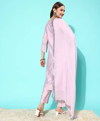 Women Yoke Design Regular Gotta Patti Kurta with Trousers & With Dupatta 5