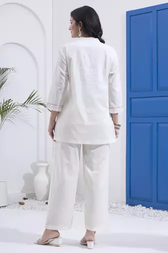 Yufta white mal cotton co ord set