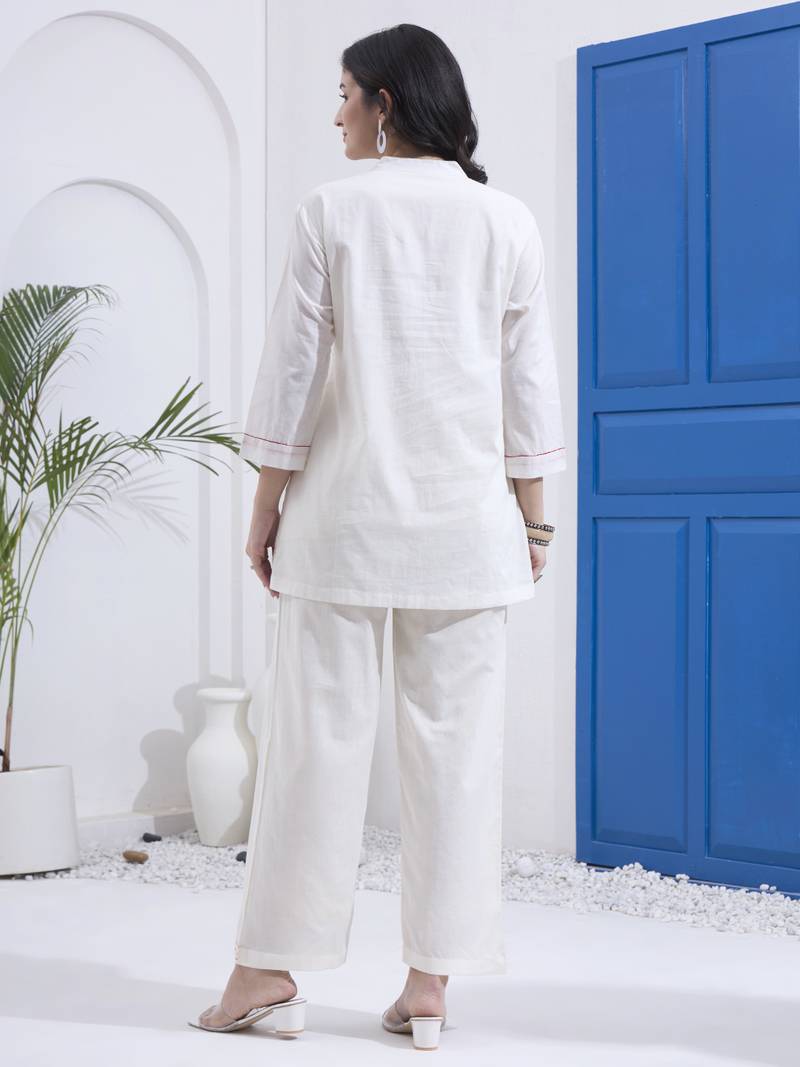 Yufta white mal cotton co ord set