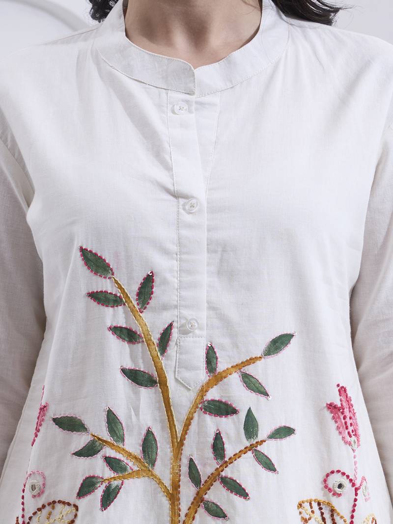 Yufta white mal cotton co ord set