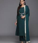 Ethnic Motifs Embroidered Regular Kurta With Trousers & Dupatta
