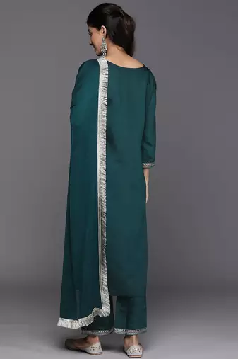 Ethnic Motifs Embroidered Regular Kurta With Trousers & Dupatta