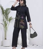 black mal cotton kantha work co ord set