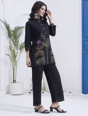 black mal cotton kantha work co ord set 5