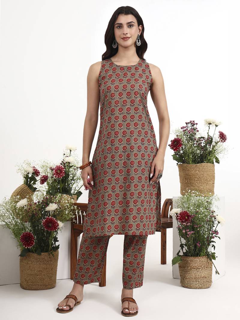 Yufta pink cotton aline style co-ord set