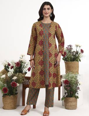 mustard cotton aline style co-ord set 1