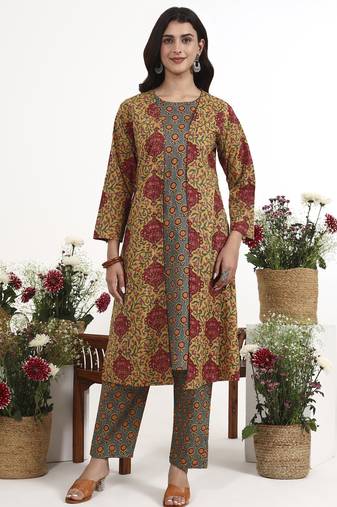 mustard cotton aline style co-ord set