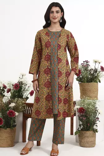 mustard cotton aline style co-ord set
