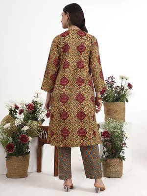 mustard cotton aline style co-ord set 3