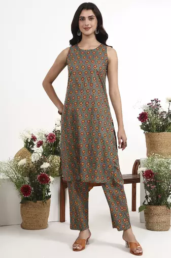 mustard cotton aline style co-ord set