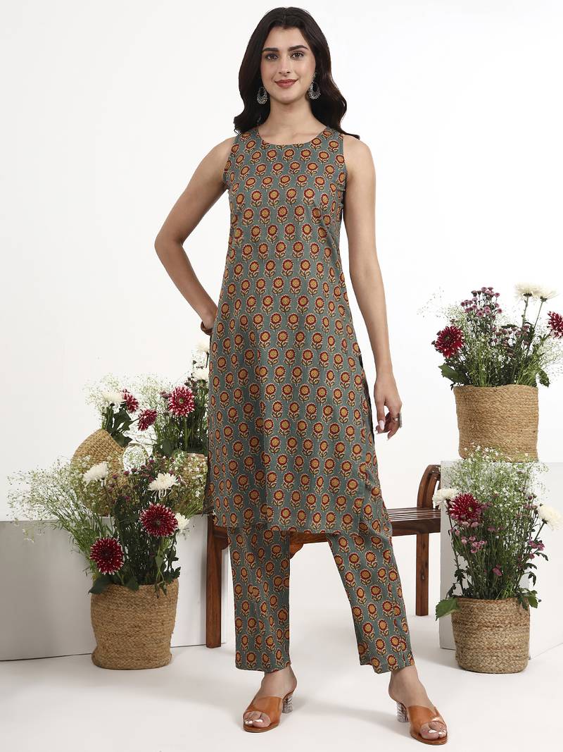 mustard cotton aline style co-ord set