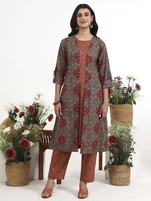 grey cotton aline style co-ord set 1