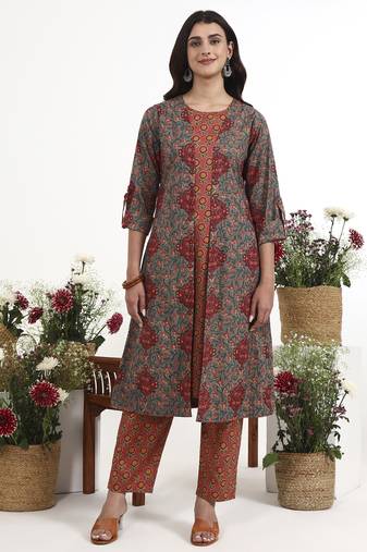 grey cotton aline style co-ord set
