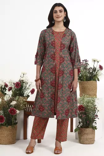 grey cotton aline style co-ord set