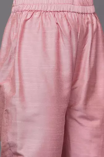Floral Yoke Design Sequinned Dupion Silk Straight Kurta with Trouser & Dupatta