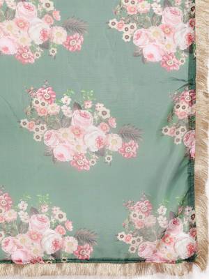 Floral Yoke Design Sequinned Dupion Silk Straight Kurta with Trouser & Dupatta 5