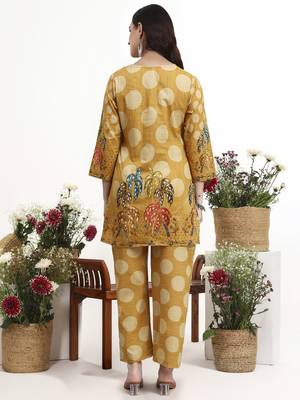 Yufta mustard polka dot printed cotton co-ord set 3
