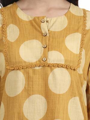 Yufta mustard polka dot printed cotton co-ord set 4