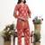 maroon polka dot printed cotton co-ord set
