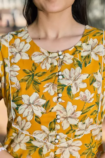 Yufta yellow floral print this tunic salwar co-ord set