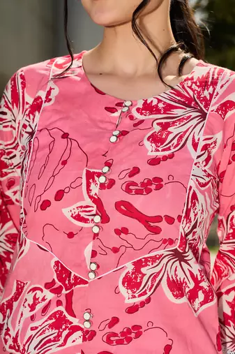 pink floral print this tunic salwar co-ord set