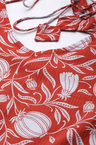 Women Red Ethnic Motifs Printed Pure Cotton Kurta with Trousers & Dupatta