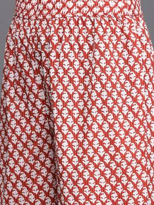 Women Red Ethnic Motifs Printed Pure Cotton Kurta with Trousers & Dupatta 3