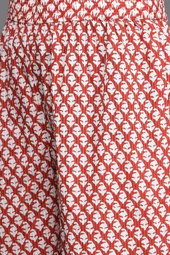 Women Red Ethnic Motifs Printed Pure Cotton Kurta with Trousers & Dupatta
