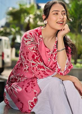 pink floral print this tunic salwar co-ord set 5