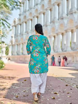 teal floral print this tunic salwar co-ord set 3