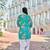 teal floral print this tunic salwar co-ord set