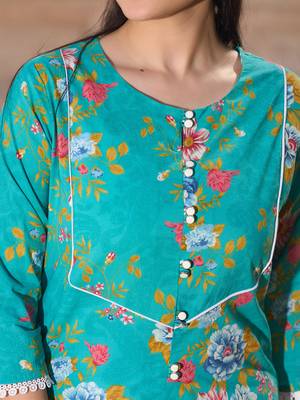 teal floral print this tunic salwar co-ord set 4