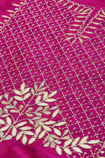 Embroidered Yoke Design Jacquard Kurta with Trousers & Dupatta