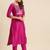 Embroidered Yoke Design Jacquard Kurta with Trousers & Dupatta