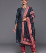 Ethnic Motifs Printed Sequinned Kurta with Trousers & With Dupatta