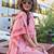 pink zig zag floral print kaftan trouser co-ord set