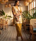 Yufta mustard printed cotton co-ord set