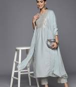 Embroidered Empire Mirror Work Kurta With Trousers & With Dupatta